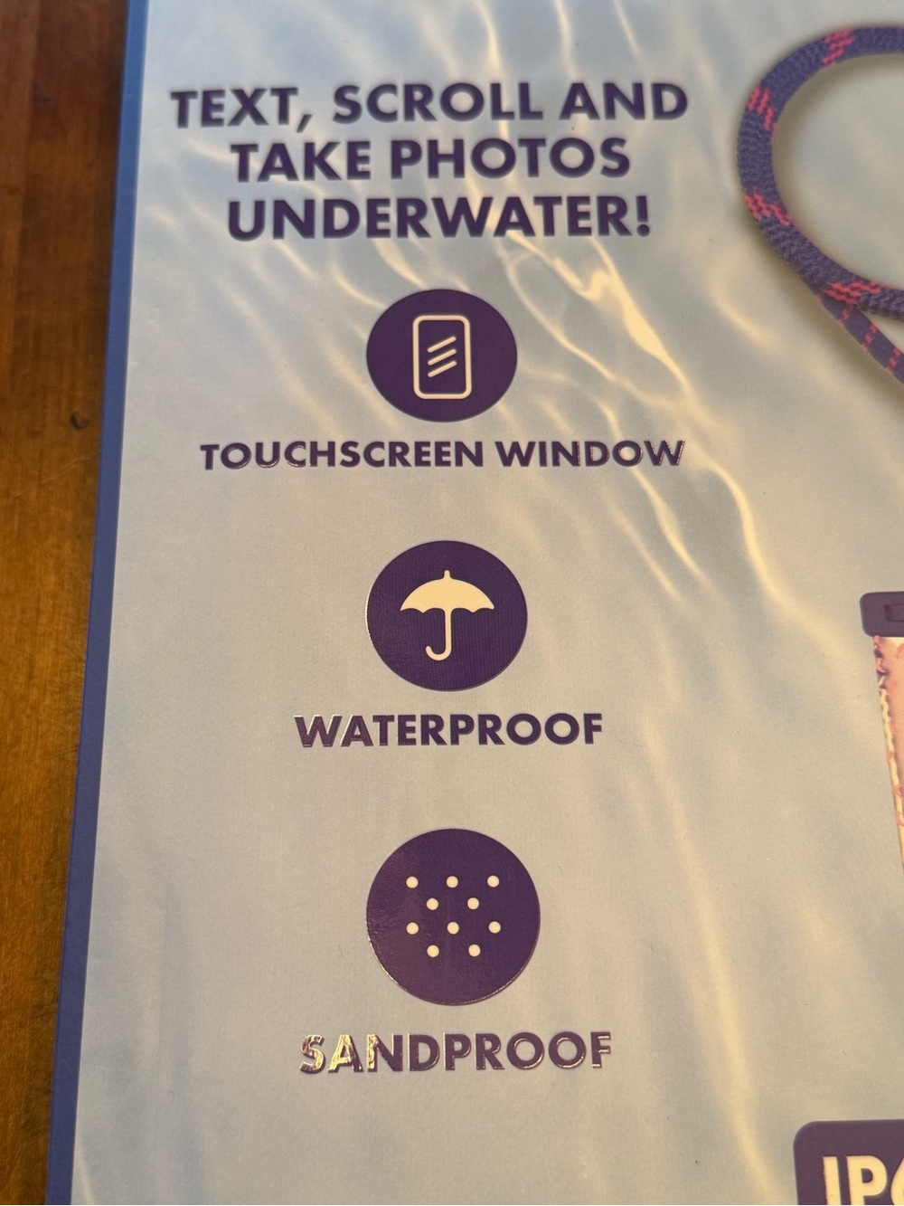 Iridescent Pink Waterproof Phone Pouch with Blue Strap - Picture 11 of 12